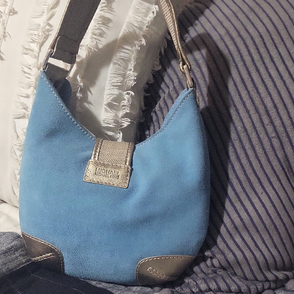 Michael Kors Sky Blue and Gold Shoulder Bag